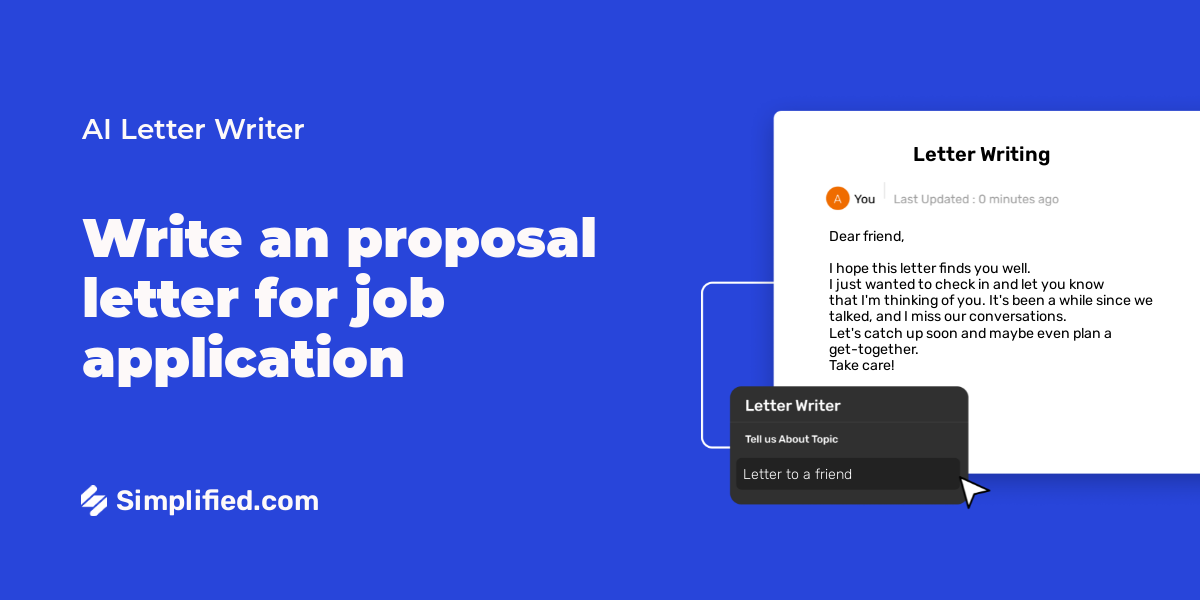 Generate proposal letter for job application